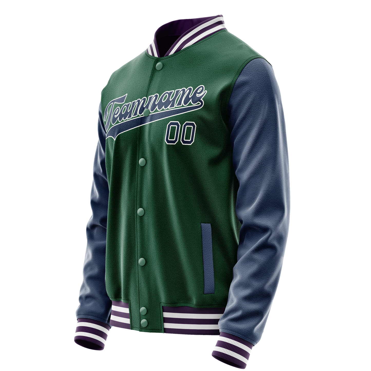Custom Kelly-Green Navy Solid Color Varsity Letterman Jacket