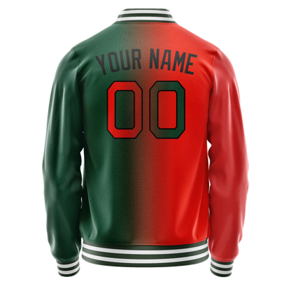 Custom Kelly-Green Orange Gradient Varsity Letterman Jacket