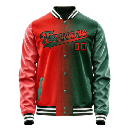 Custom Kelly-Green Orange Gradient Varsity Letterman Jacket