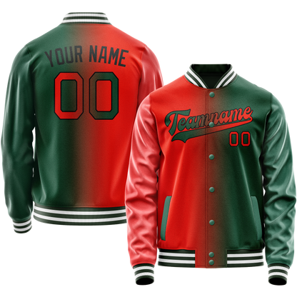 Custom Kelly-Green Orange Gradient Varsity Letterman Jacket