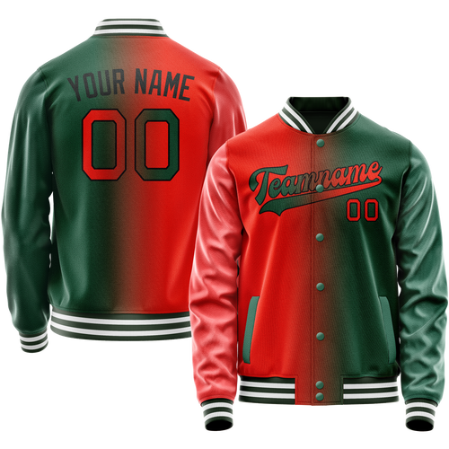Custom Kelly-Green Orange Gradient Varsity Letterman Jacket