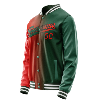Custom Kelly-Green Orange Gradient Varsity Letterman Jacket