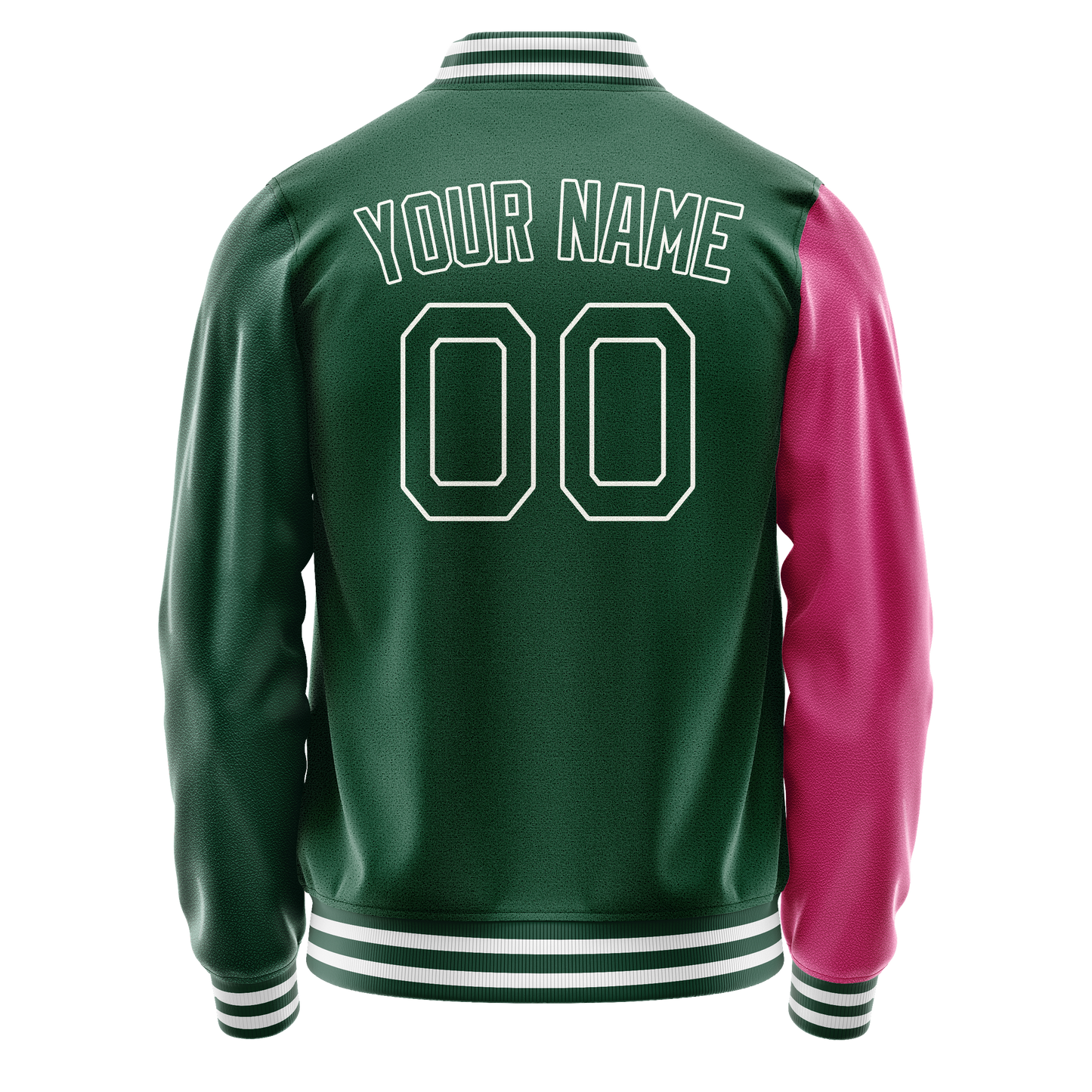 Custom Kelly-Green Pink Split Varsity Letterman Jacket