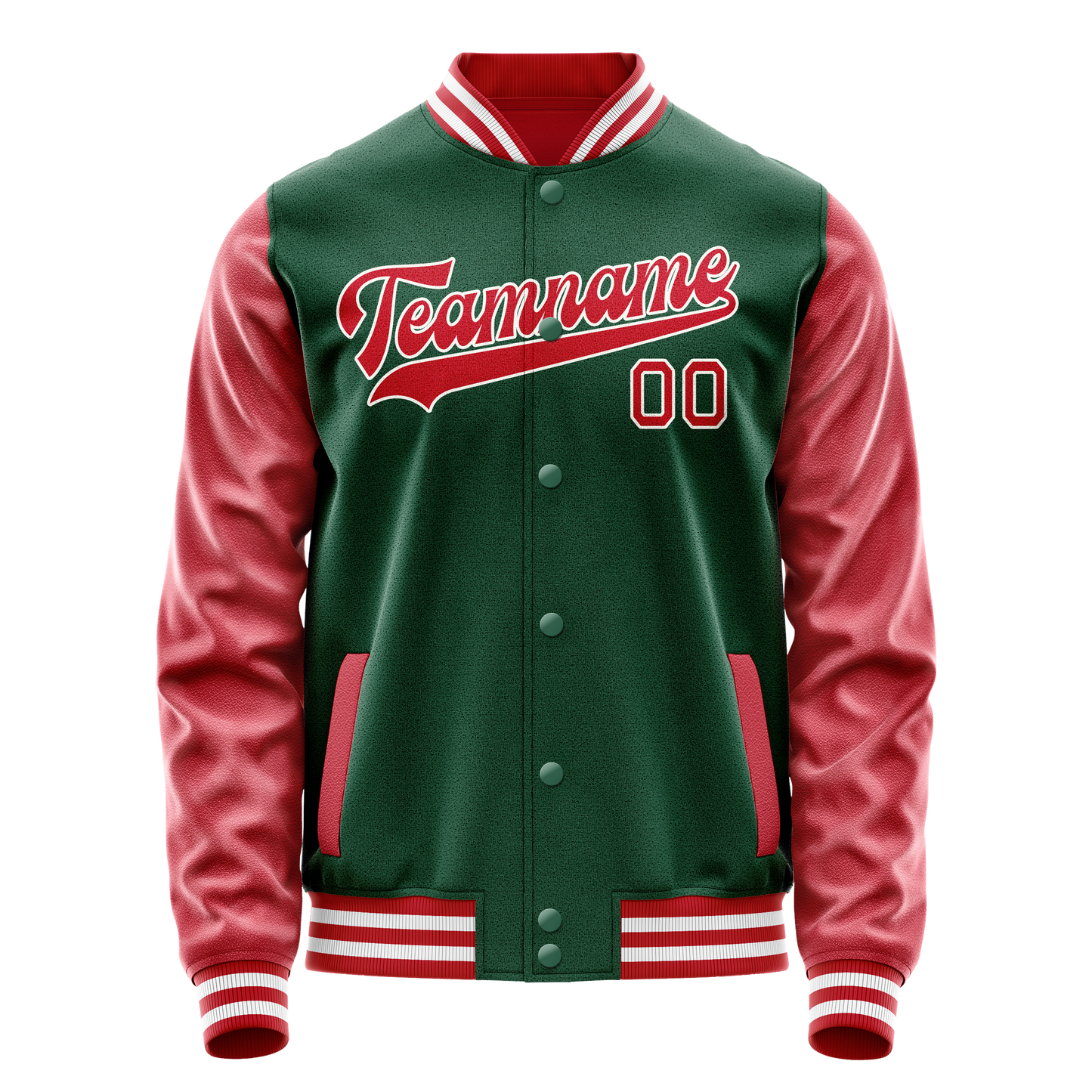 Custom Kelly-Green Texas-Orange Solid Color Varsity Letterman Jacket