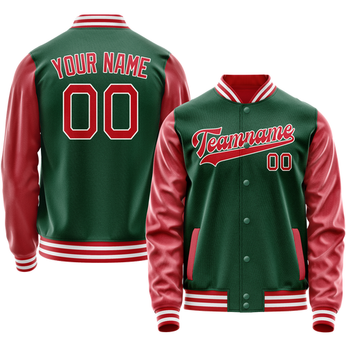 Custom Kelly-Green Texas-Orange Solid Color Varsity Letterman Jacket