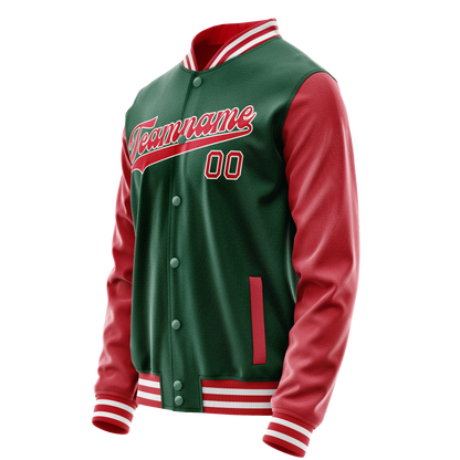 Custom Kelly-Green Texas-Orange Solid Color Varsity Letterman Jacket