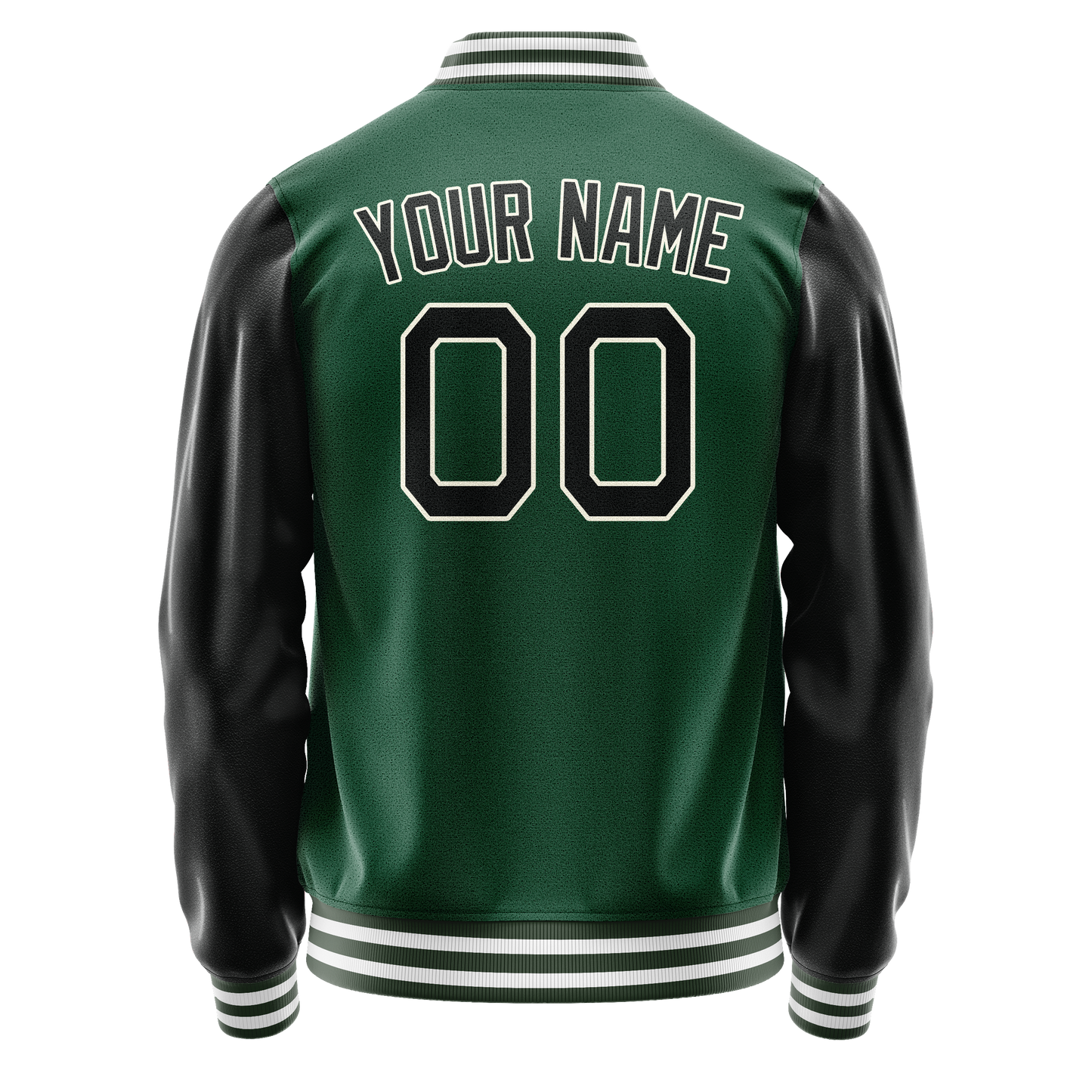 Custom Kelly-Green Black Solid Color Varsity Letterman Jacket