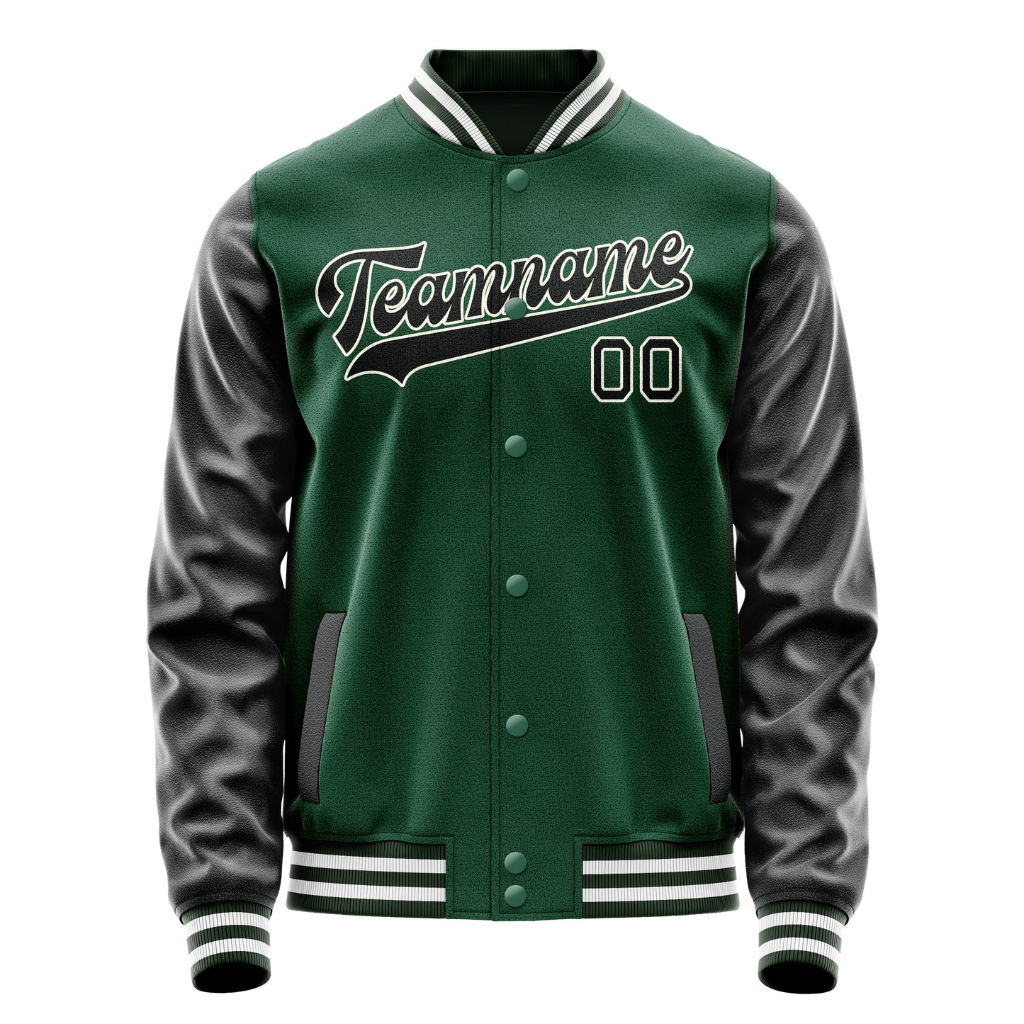 Custom Kelly-Green Texas-Orange Solid Color Varsity Letterman Jacket