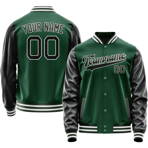 Custom Kelly-Green Texas-Orange Solid Color Varsity Letterman Jacket