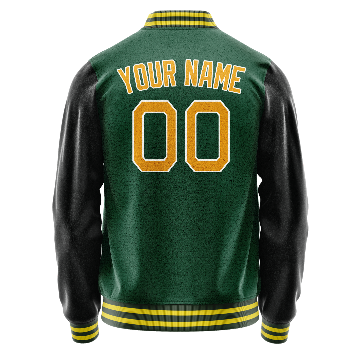 Custom Kelly-Green Gold Solid Color Varsity Letterman Jacket