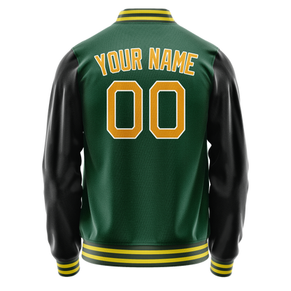 Custom Kelly-Green Gold Solid Color Varsity Letterman Jacket