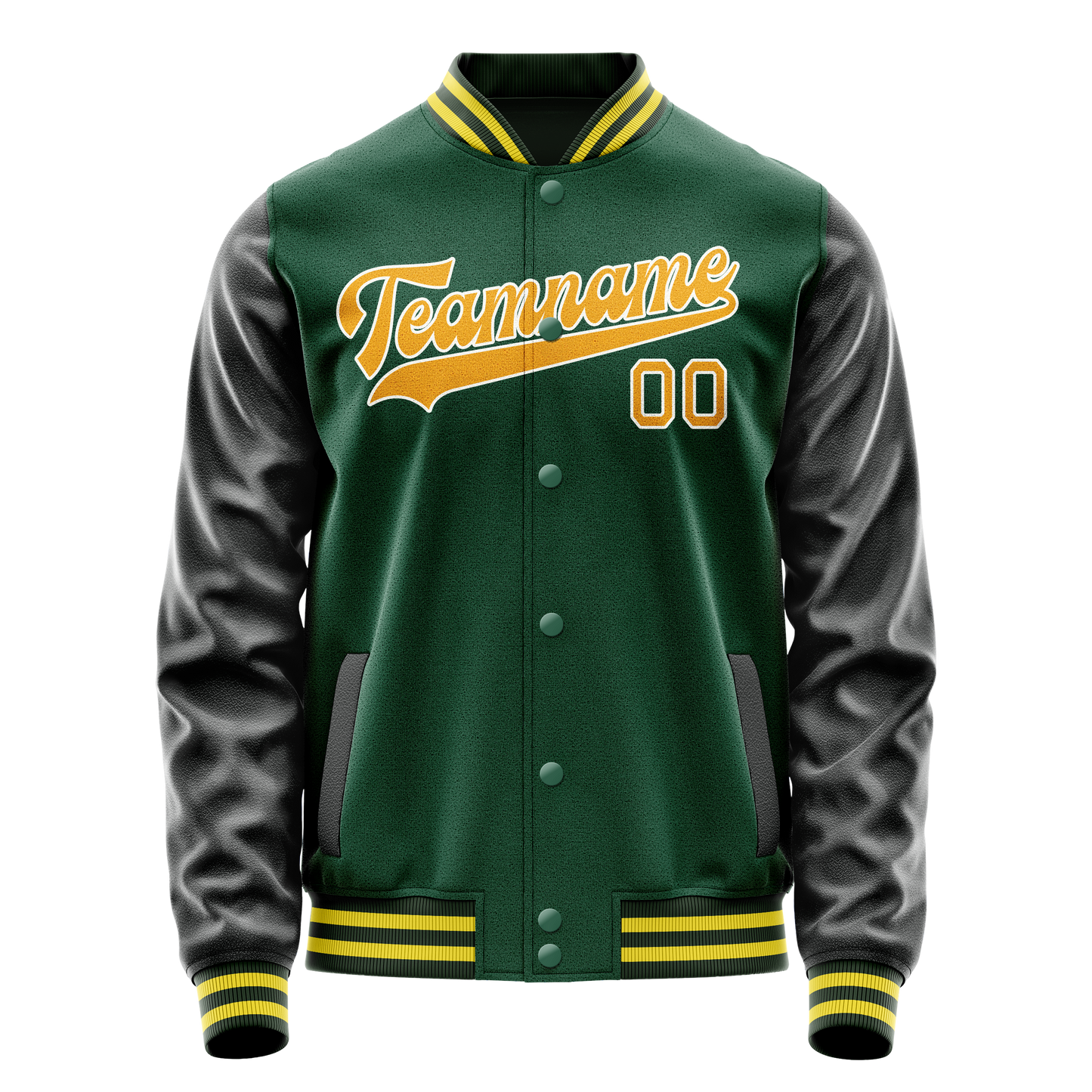 Custom Kelly-Green Gold Solid Color Varsity Letterman Jacket