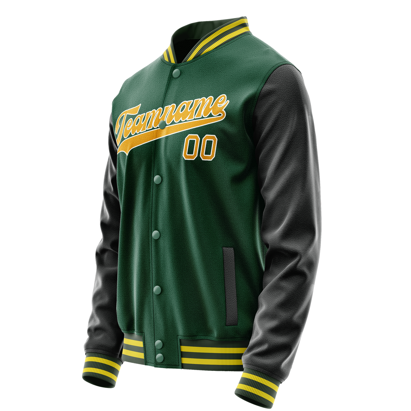 Custom Kelly-Green Gold Solid Color Varsity Letterman Jacket