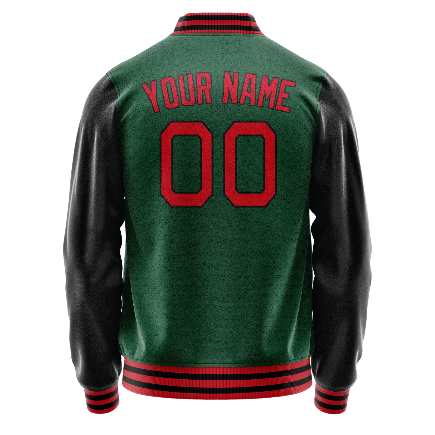 Custom Kelly-Green Black Solid Color Varsity Letterman Jacket