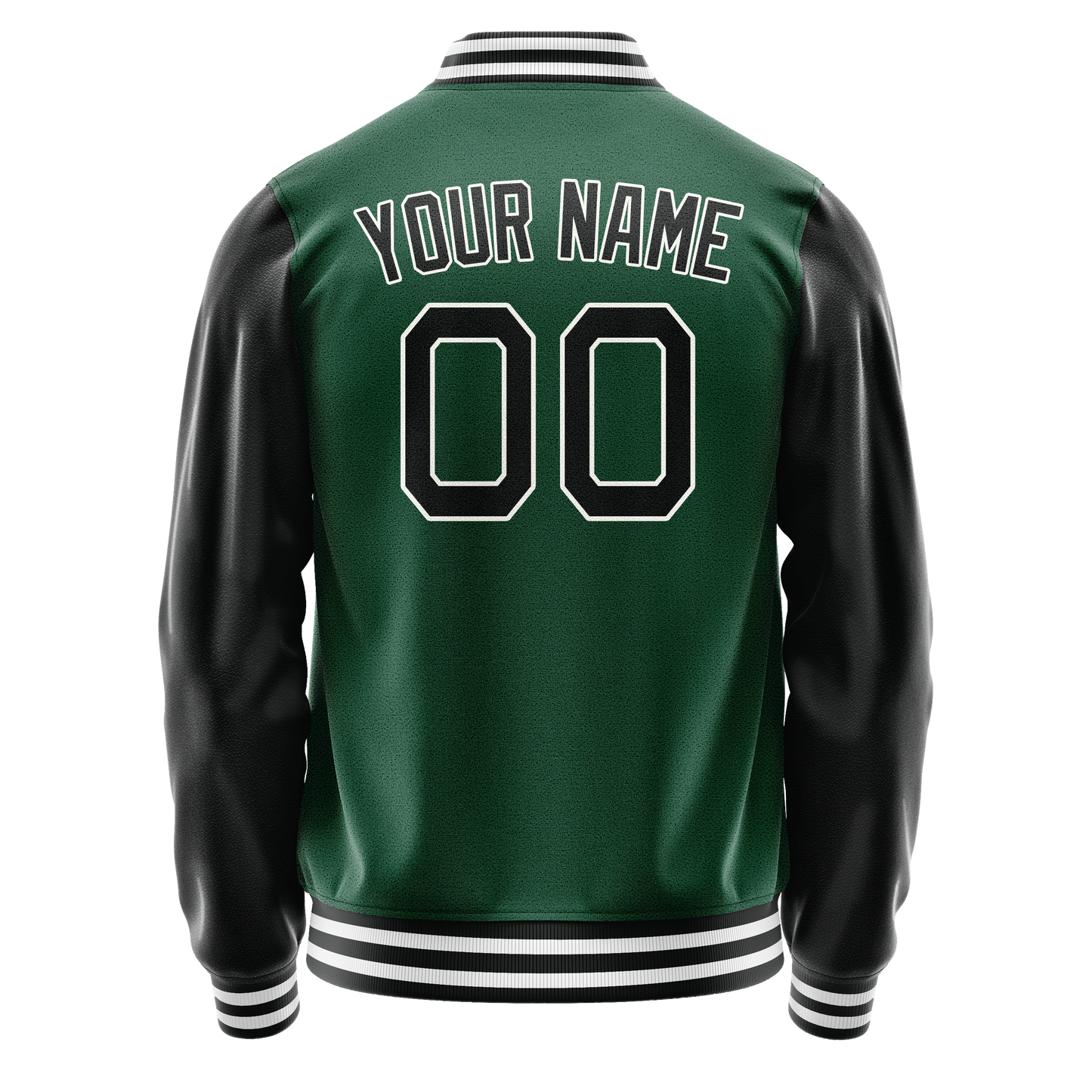Custom Kelly-Green Black Solid Color Varsity Letterman Jacket
