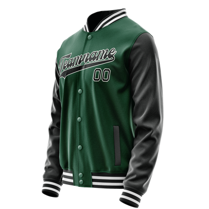 Custom Kelly-Green Black Solid Color Varsity Letterman Jacket