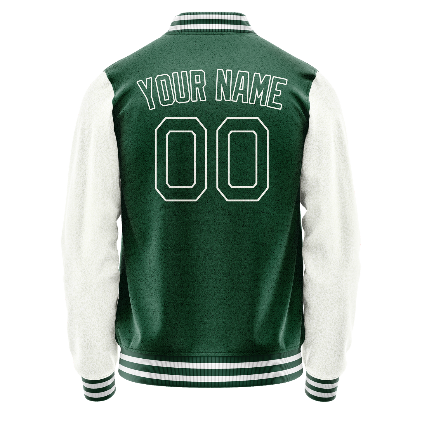 Custom Kelly-Green White Solid Color Varsity Letterman Jacket