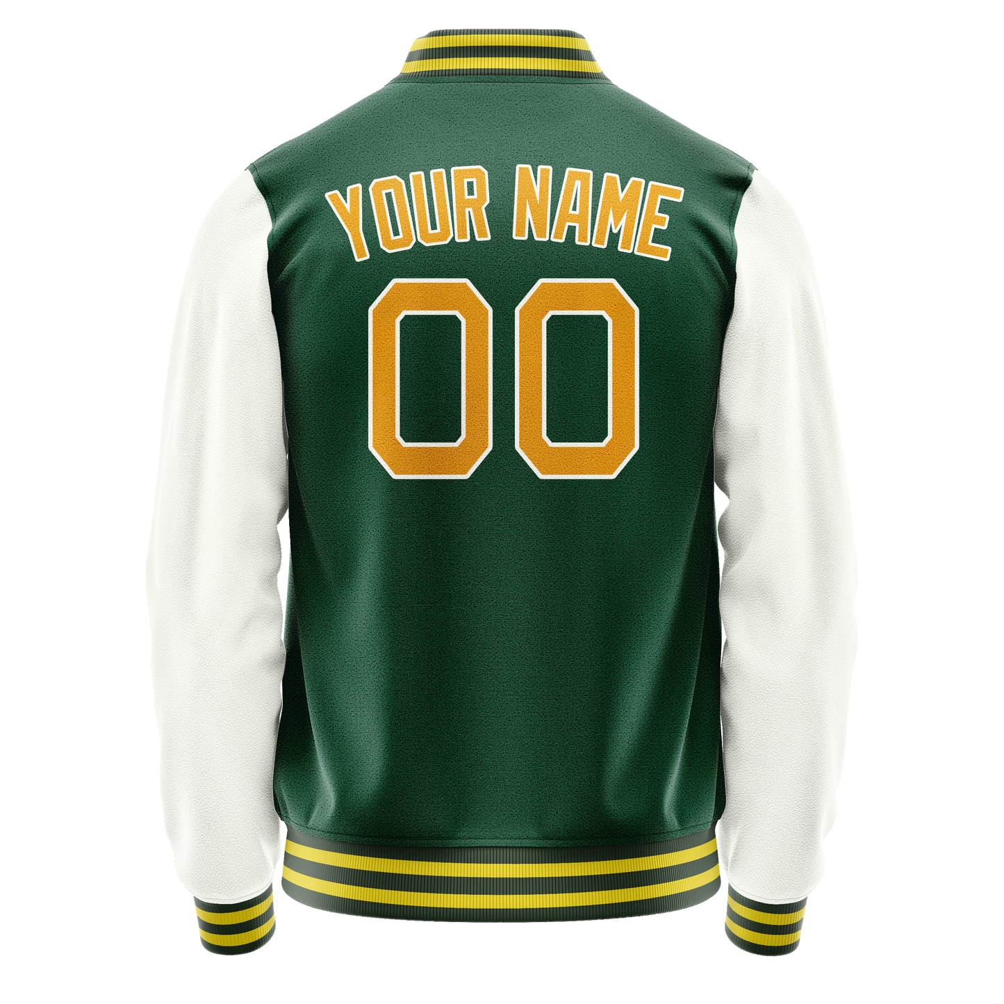 Custom Kelly-Green White Solid Color Varsity Letterman Jacket
