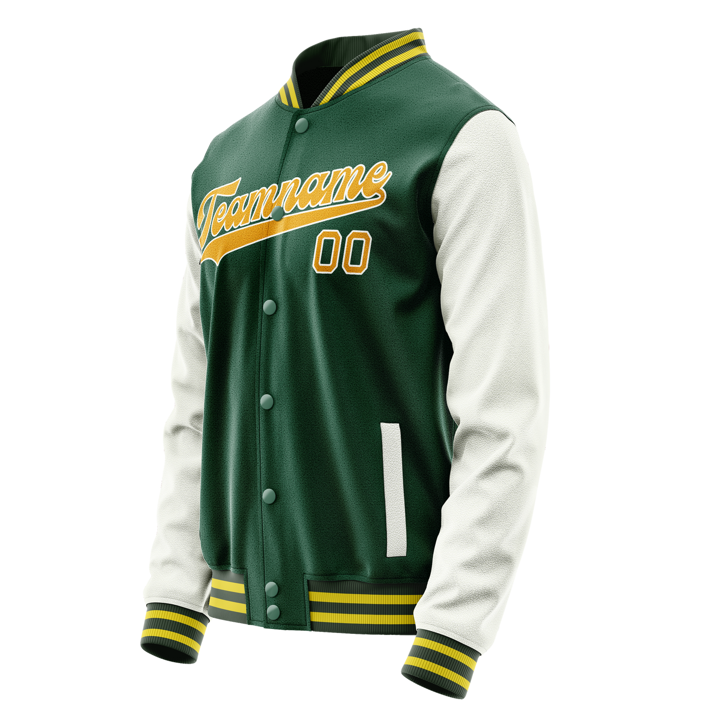 Custom Kelly-Green White Solid Color Varsity Letterman Jacket
