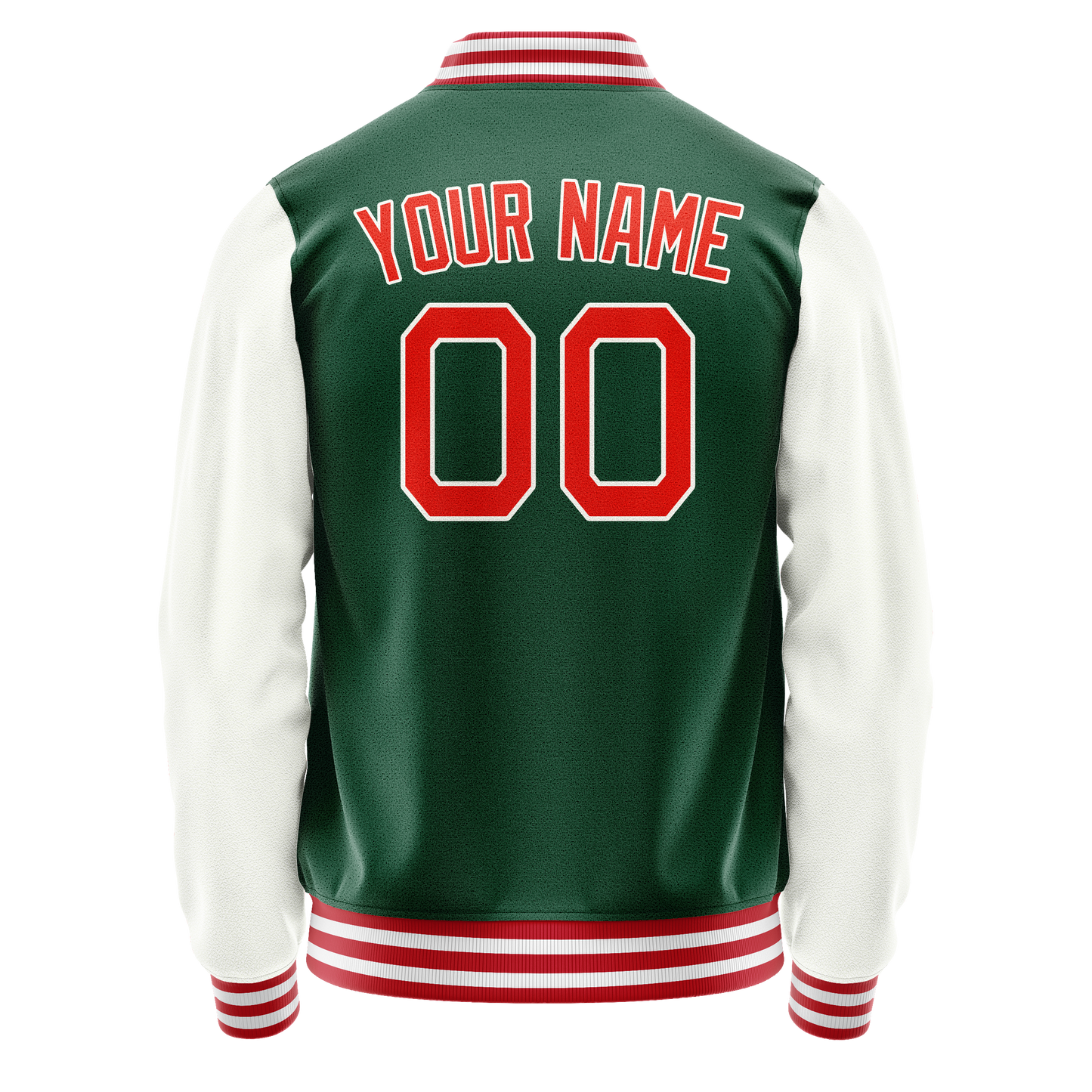Custom Kelly-Green White Solid Color Varsity Letterman Jacket