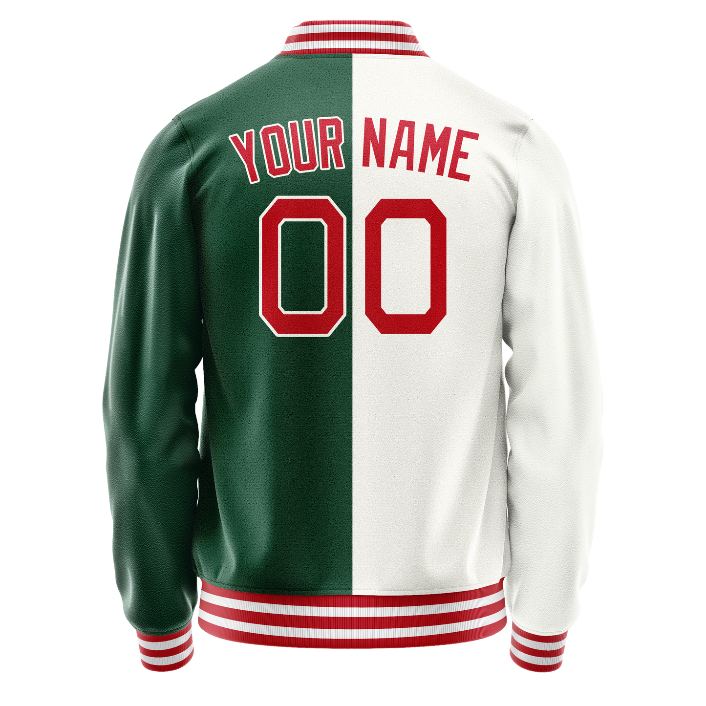 Custom Kelly-Green White Split Varsity Letterman Jacket