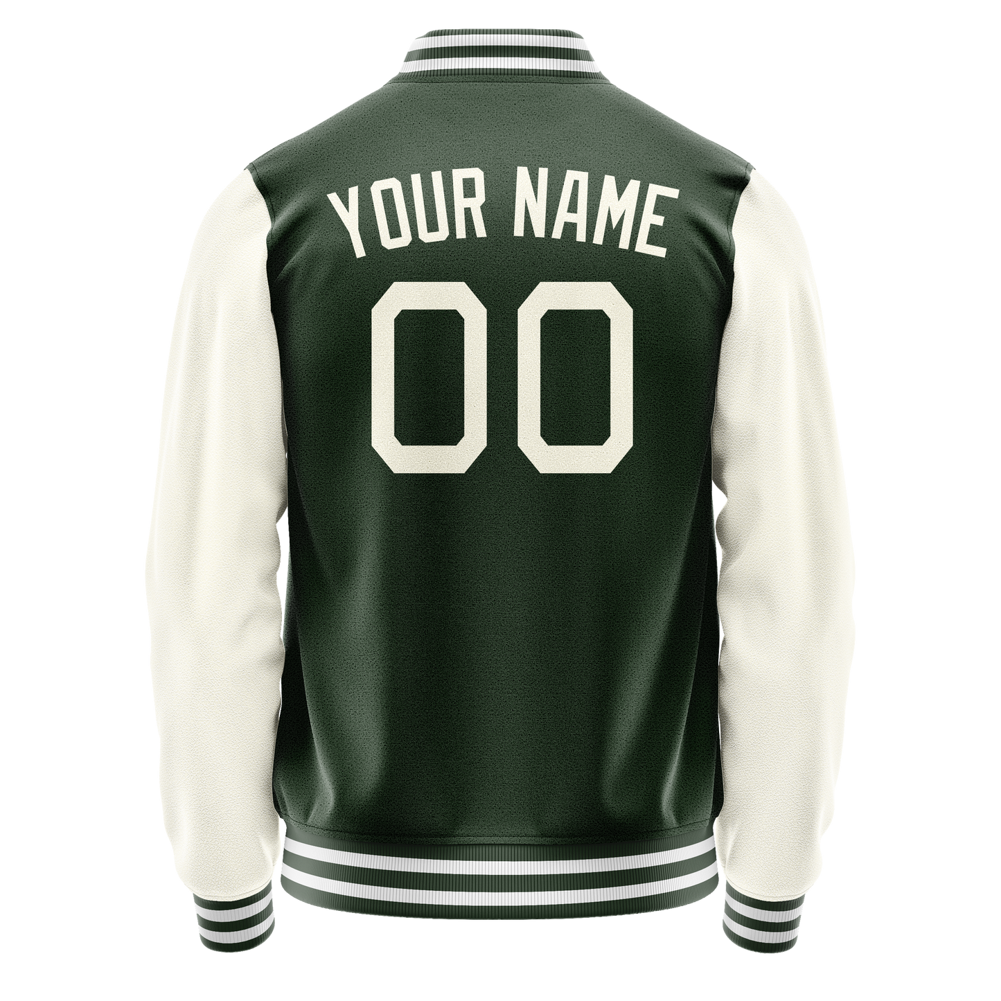 Custom Green Cream Solid Color Varsity Letterman Jacket