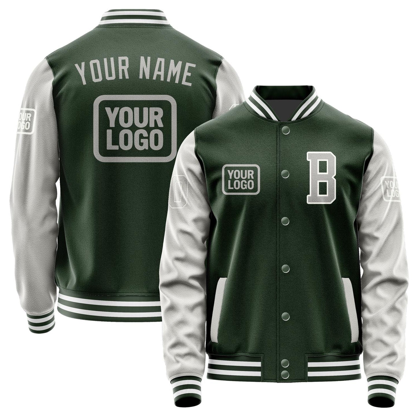 Custom Dark Green Gray Jacket JA060604061818040418