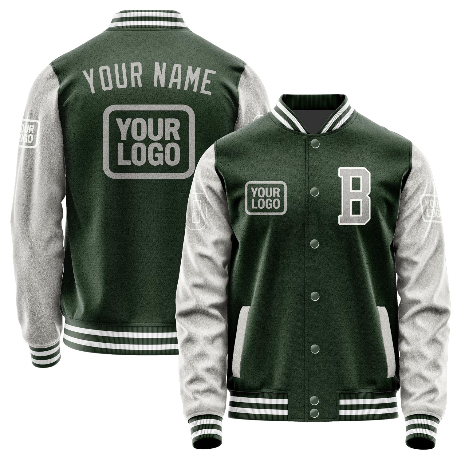 Custom Dark Green Gray Jacket JA060604061818040418