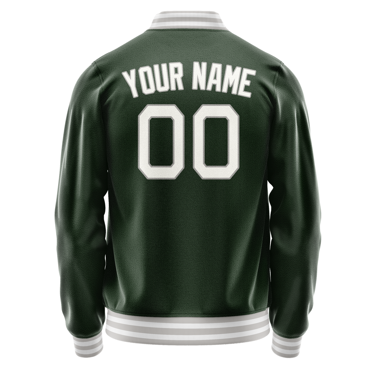 Custom Green Gray Solid Color Varsity Letterman Jacket