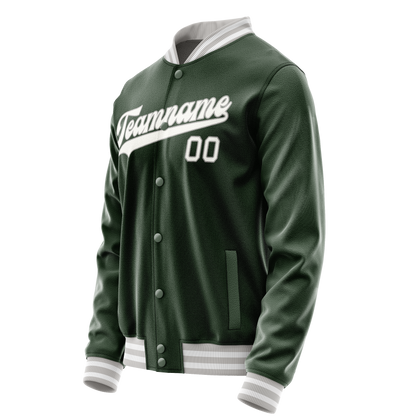 Custom Green Gray Solid Color Varsity Letterman Jacket