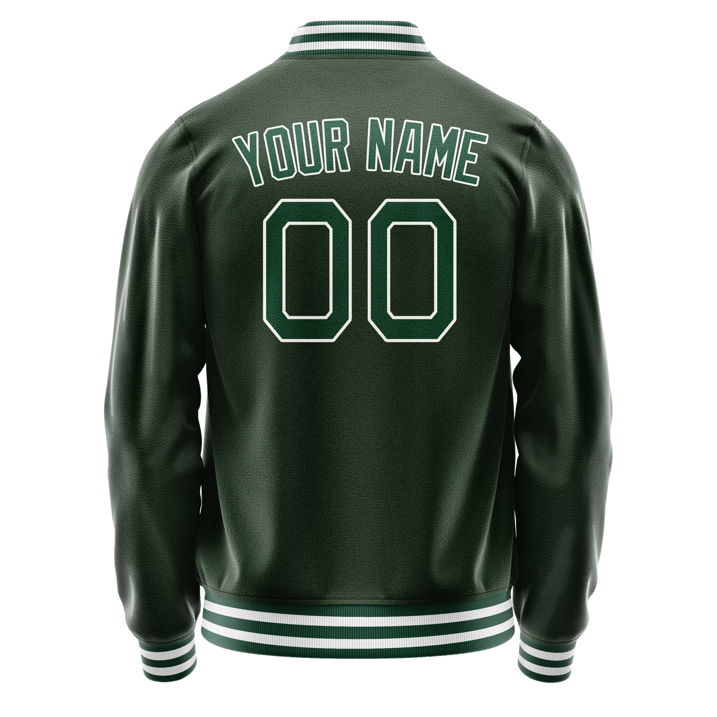 Custom Green White Solid Color Varsity Letterman Jacket