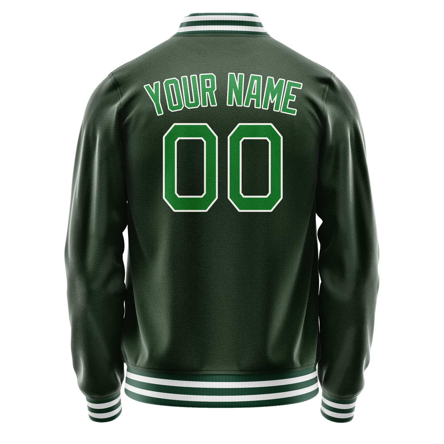 Custom Green Kelly-Green Solid Color Varsity Letterman Jacket