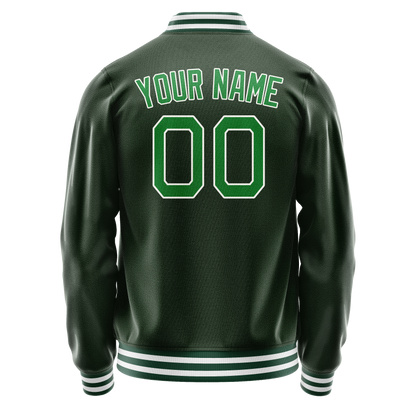 Custom Green Kelly-Green Solid Color Varsity Letterman Jacket