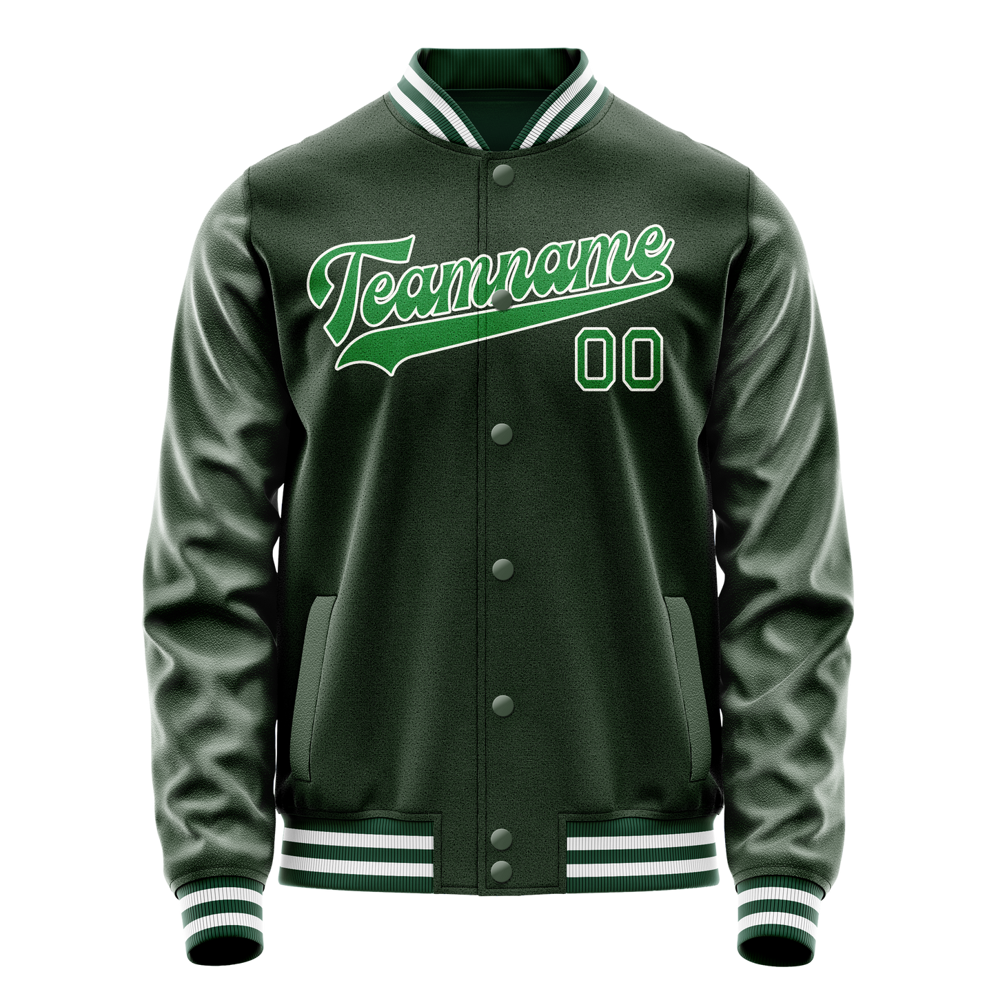 Custom Green Kelly-Green Solid Color Varsity Letterman Jacket