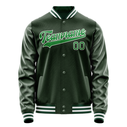 Custom Green Kelly-Green Solid Color Varsity Letterman Jacket
