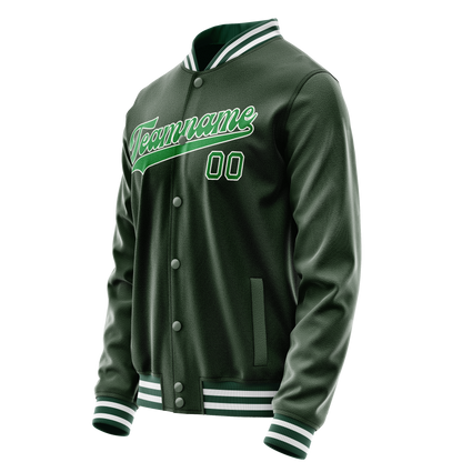 Custom Green Kelly-Green Solid Color Varsity Letterman Jacket