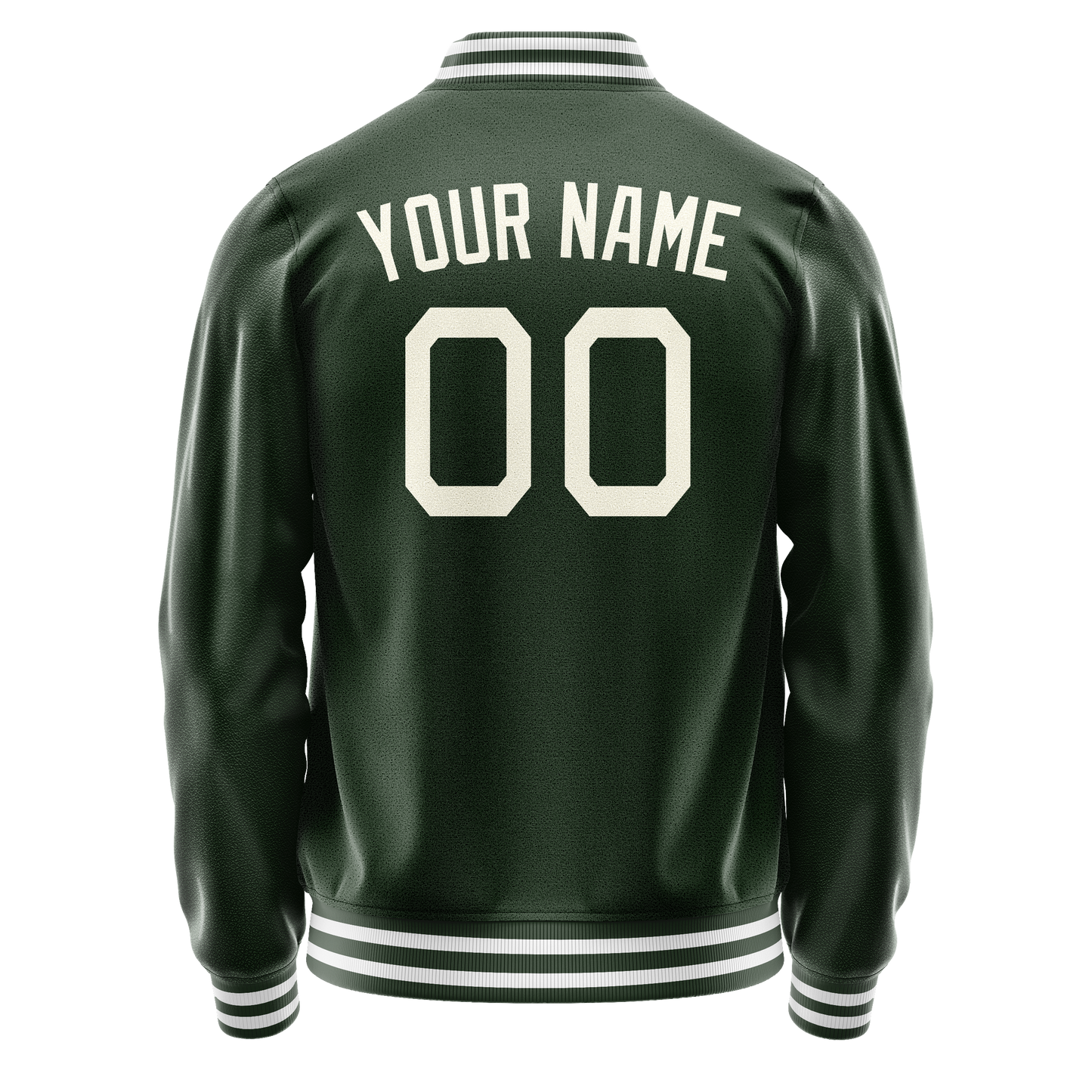 Custom Green Cream Solid Color Varsity Letterman Jacket