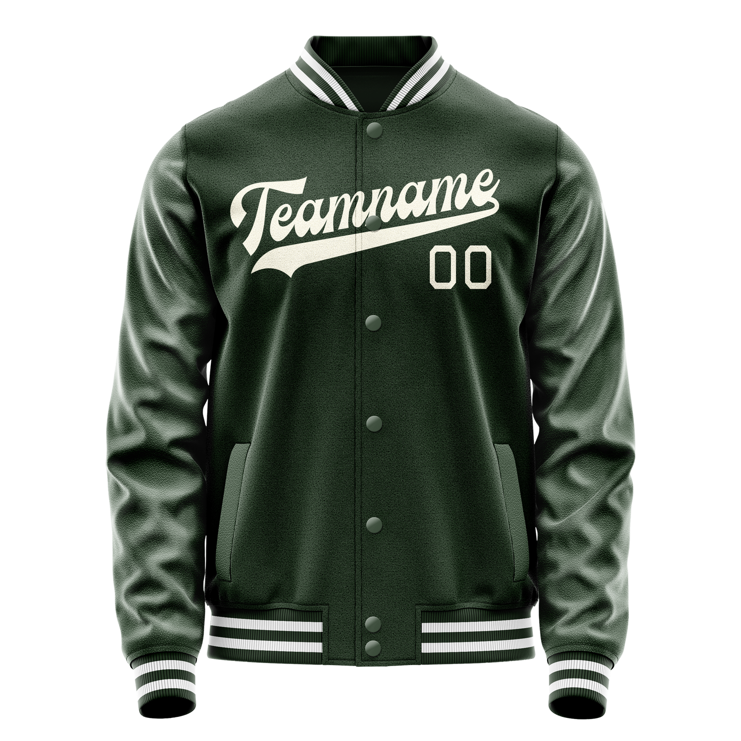Custom Green Cream Solid Color Varsity Letterman Jacket