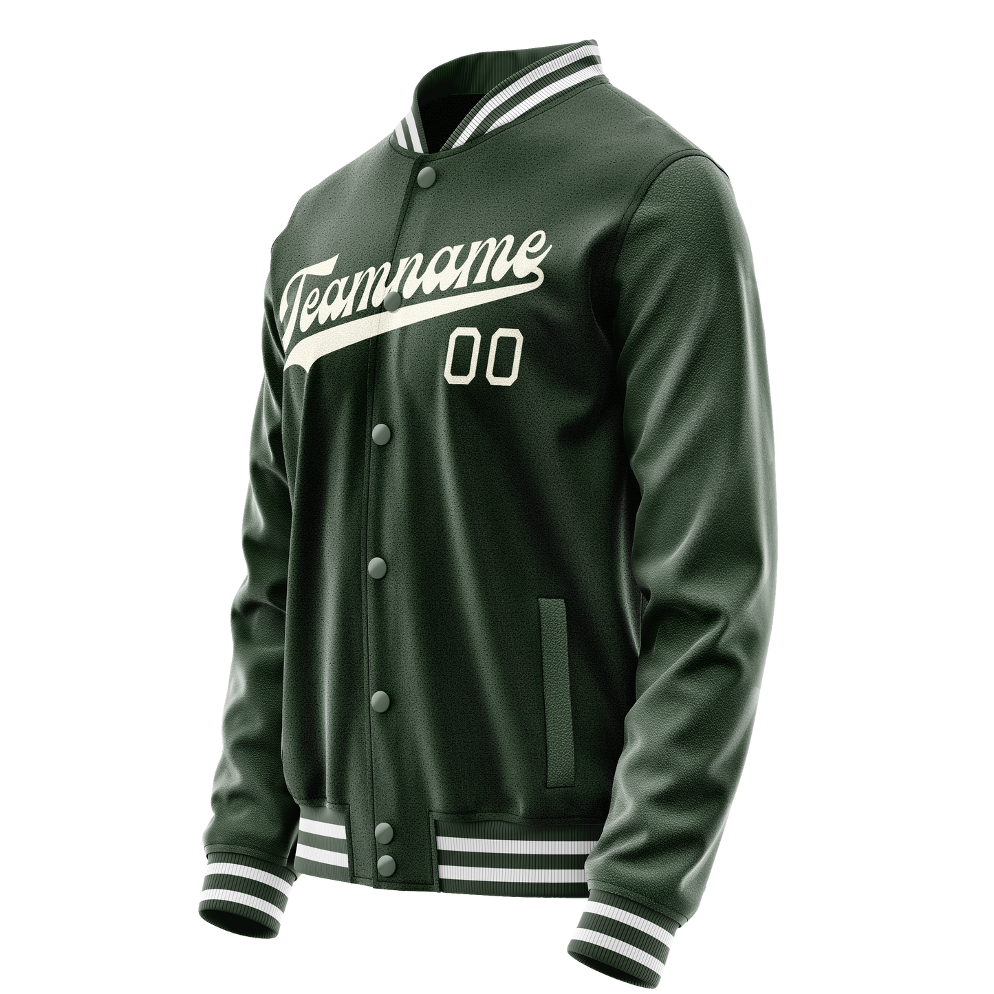 Custom Green Cream Solid Color Varsity Letterman Jacket