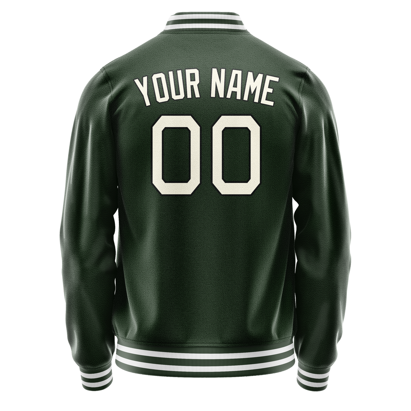 Custom Green Cream Solid Color Varsity Letterman Jacket