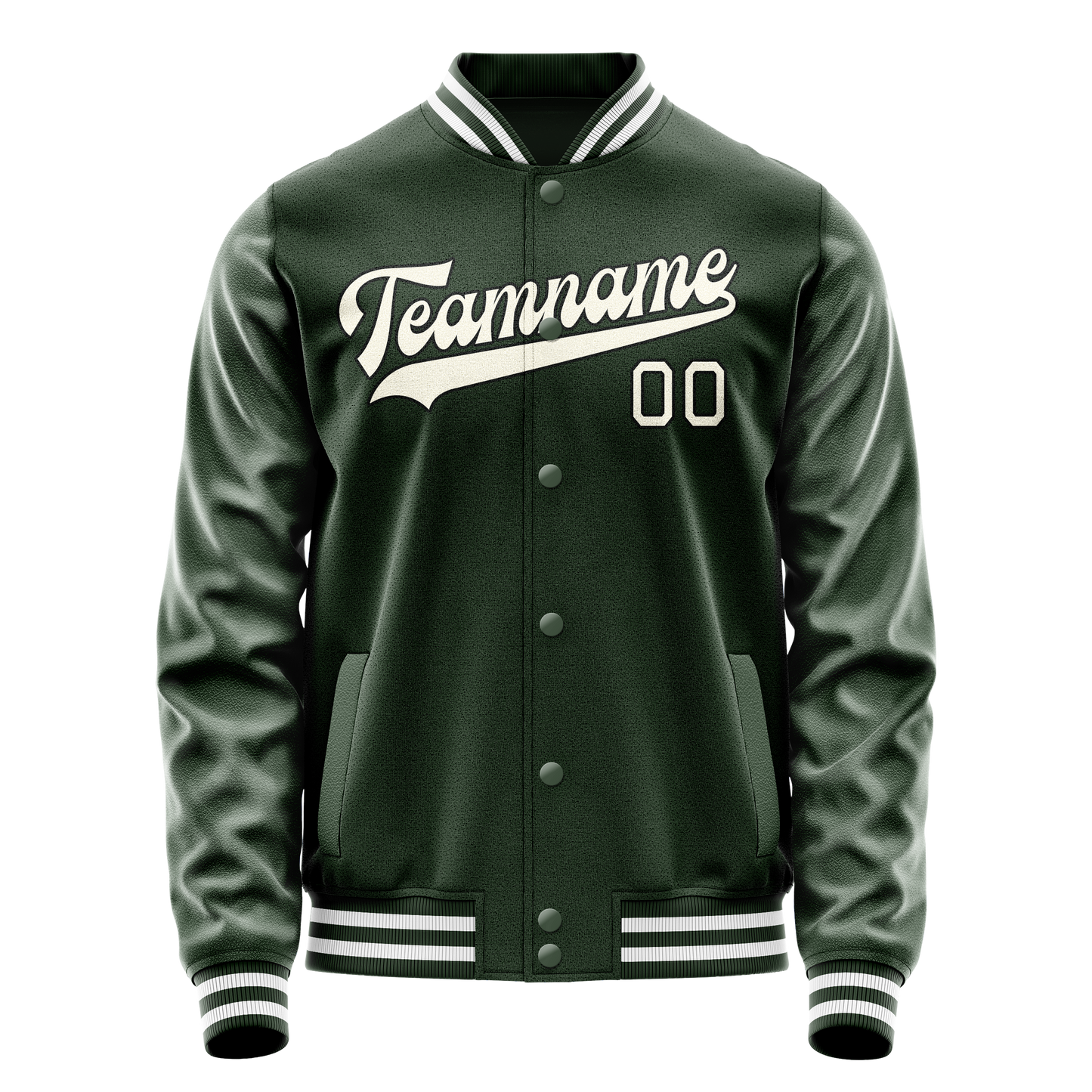 Custom Green Cream Solid Color Varsity Letterman Jacket