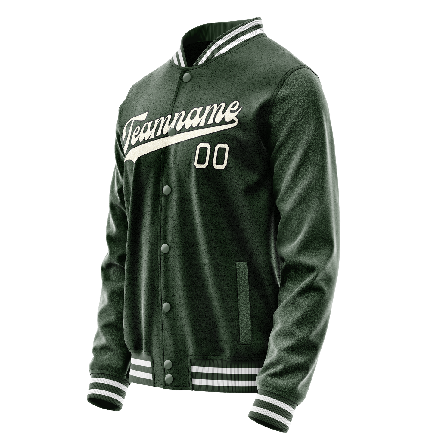 Custom Green Cream Solid Color Varsity Letterman Jacket