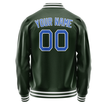 Custom Green Light-Blue Solid Color Varsity Letterman Jacket