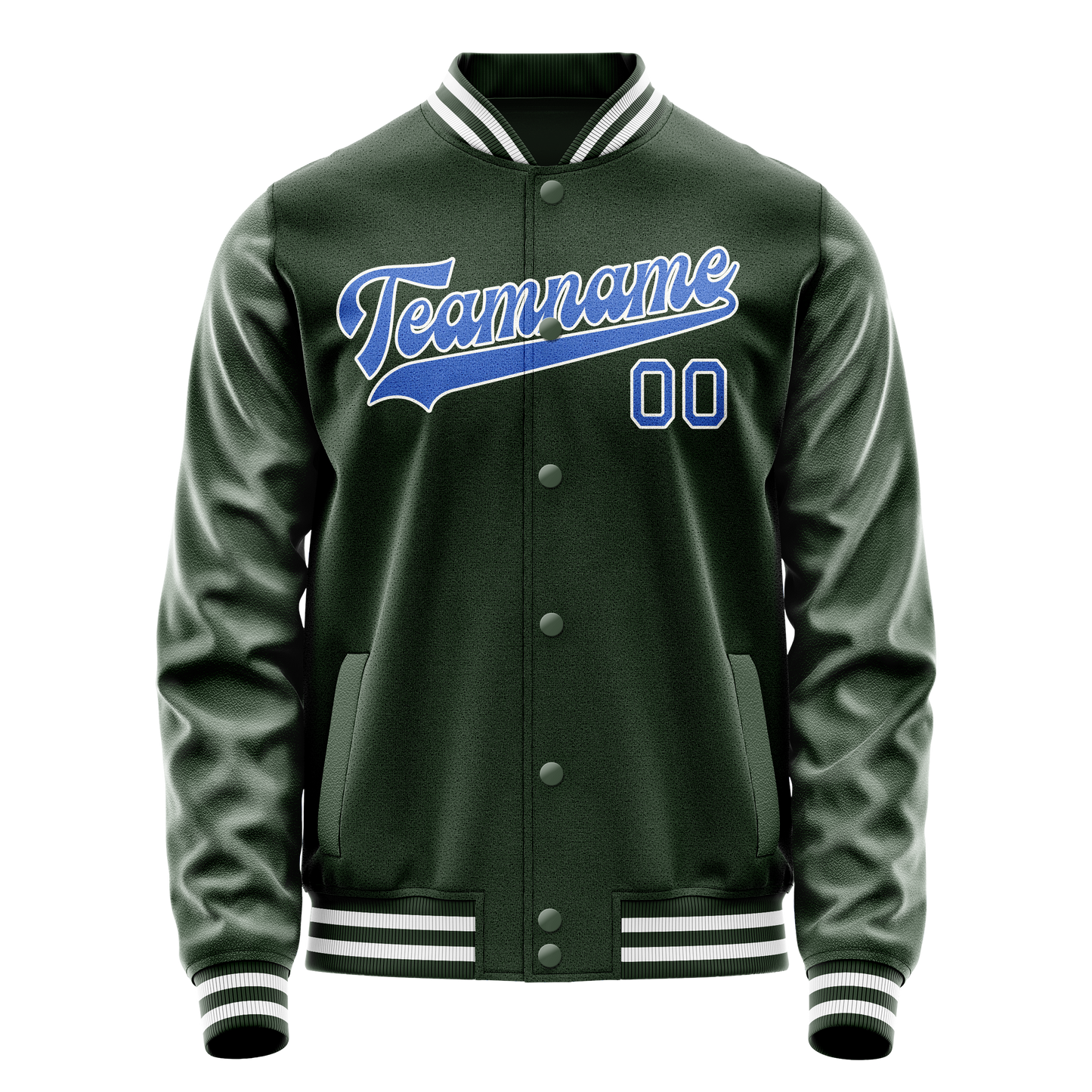Custom Green Light-Blue Solid Color Varsity Letterman Jacket