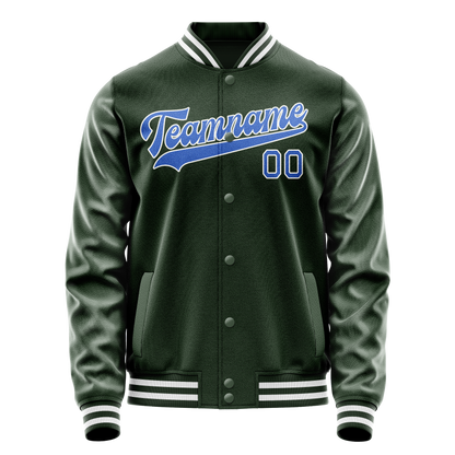 Custom Green Light-Blue Solid Color Varsity Letterman Jacket