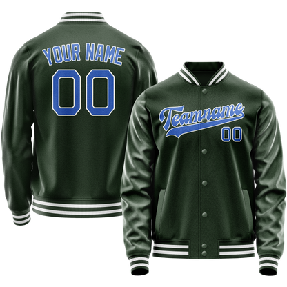 Custom Green Light-Blue Solid Color Varsity Letterman Jacket