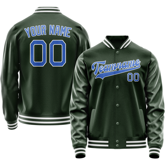Custom Green Light-Blue Solid Color Varsity Letterman Jacket