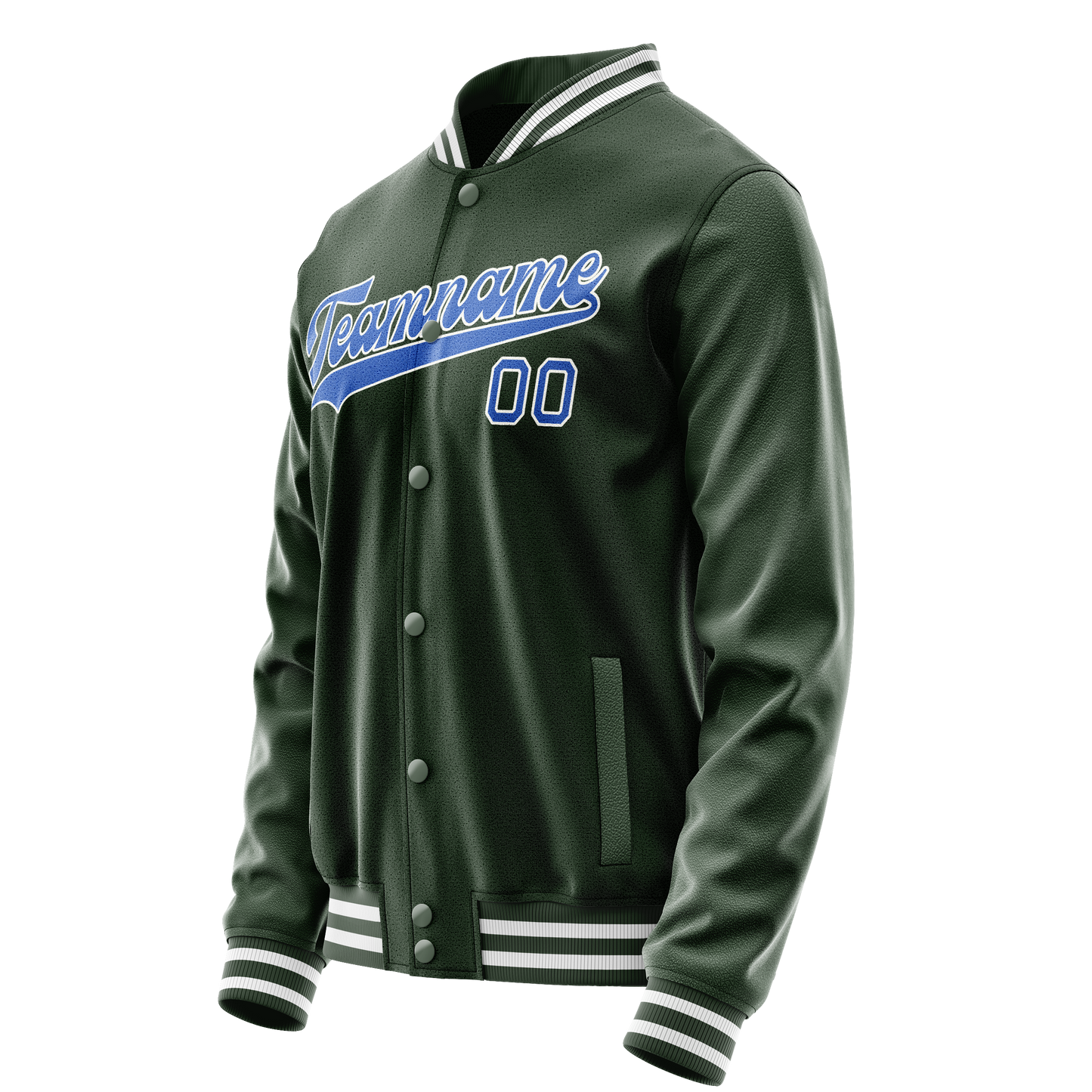 Custom Green Light-Blue Solid Color Varsity Letterman Jacket