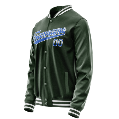 Custom Green Light-Blue Solid Color Varsity Letterman Jacket