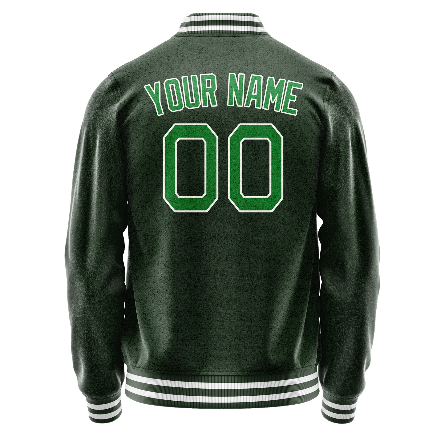 Custom Green Neon-Green Solid Color Varsity Letterman Jacket